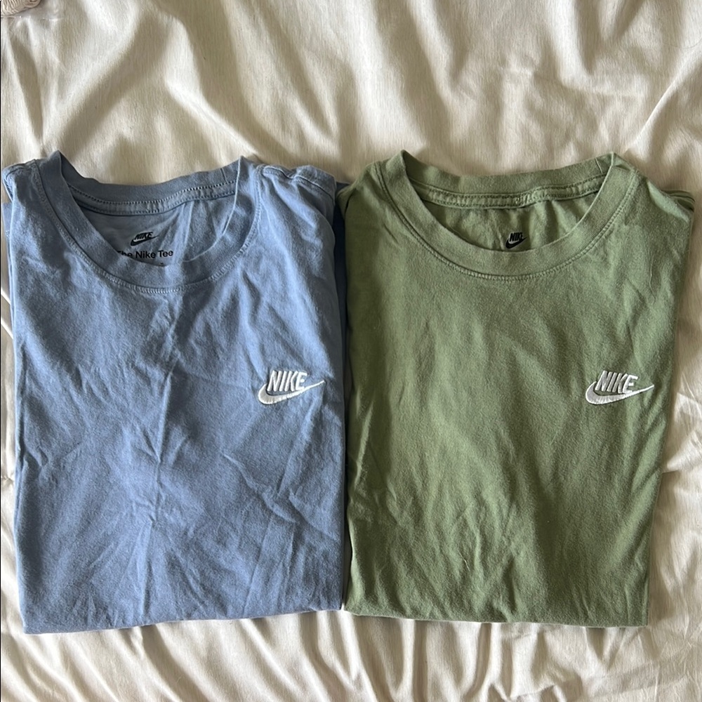 Nike Blue and Green T-Shirts